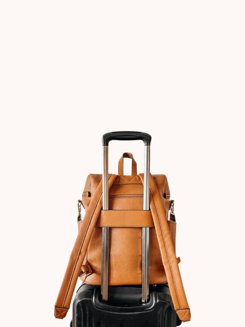 Poppy & Peonies Commuter Backpack in Cognac - Picture 2 of 5